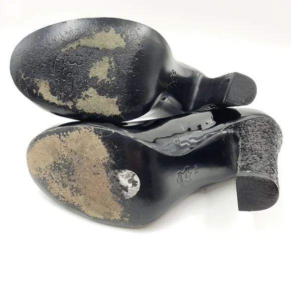 TORY BURCH Patent Leather Colin Pumps Glitter Heel Witchy Office Evening Black 7 - Picture 11 of 14